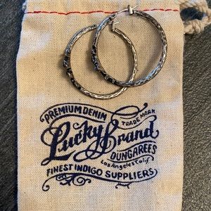 BRAND NEW Lucky Brand Silver Rose Hoops